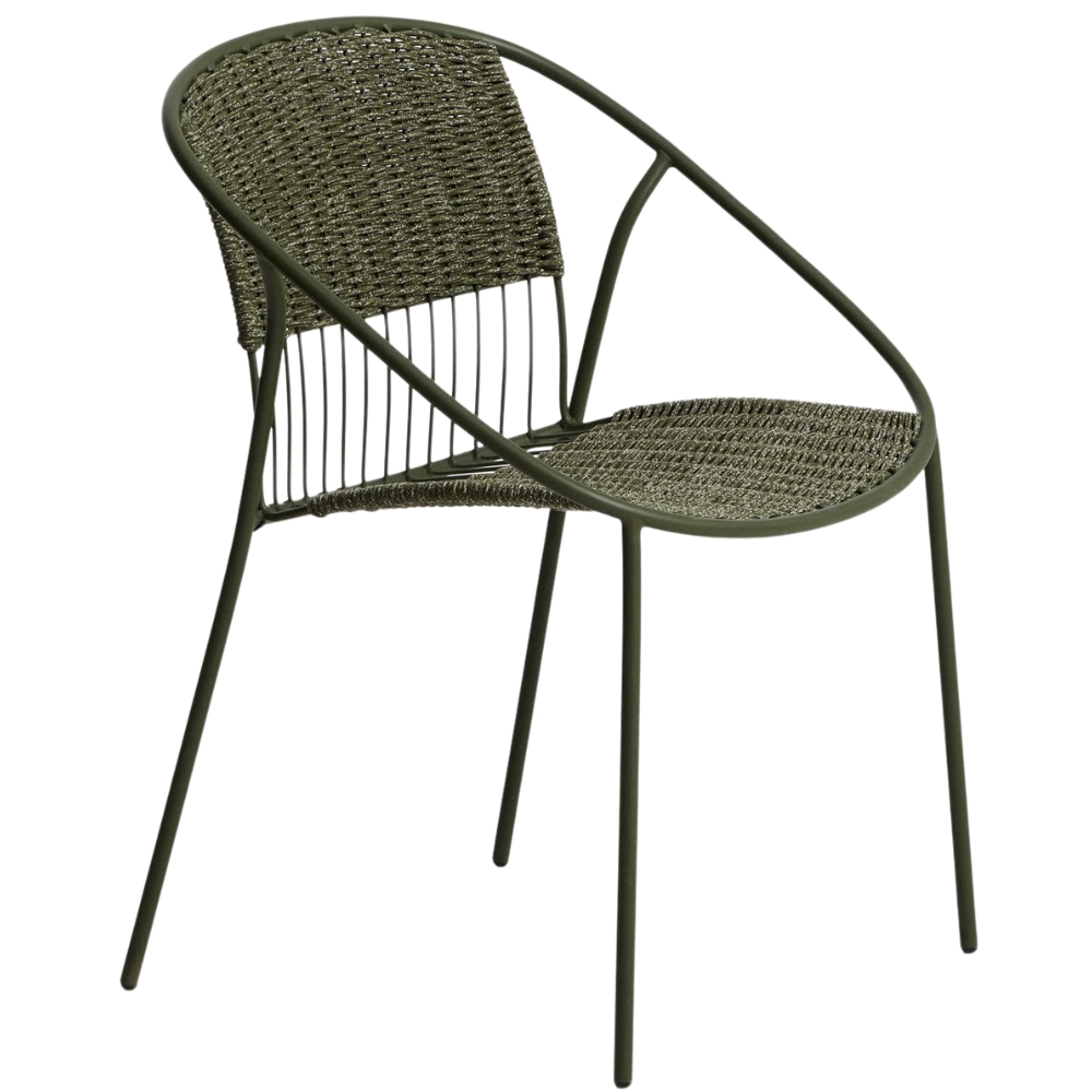 Kave Home Zelená zahradní židle Atrani s výpletem
