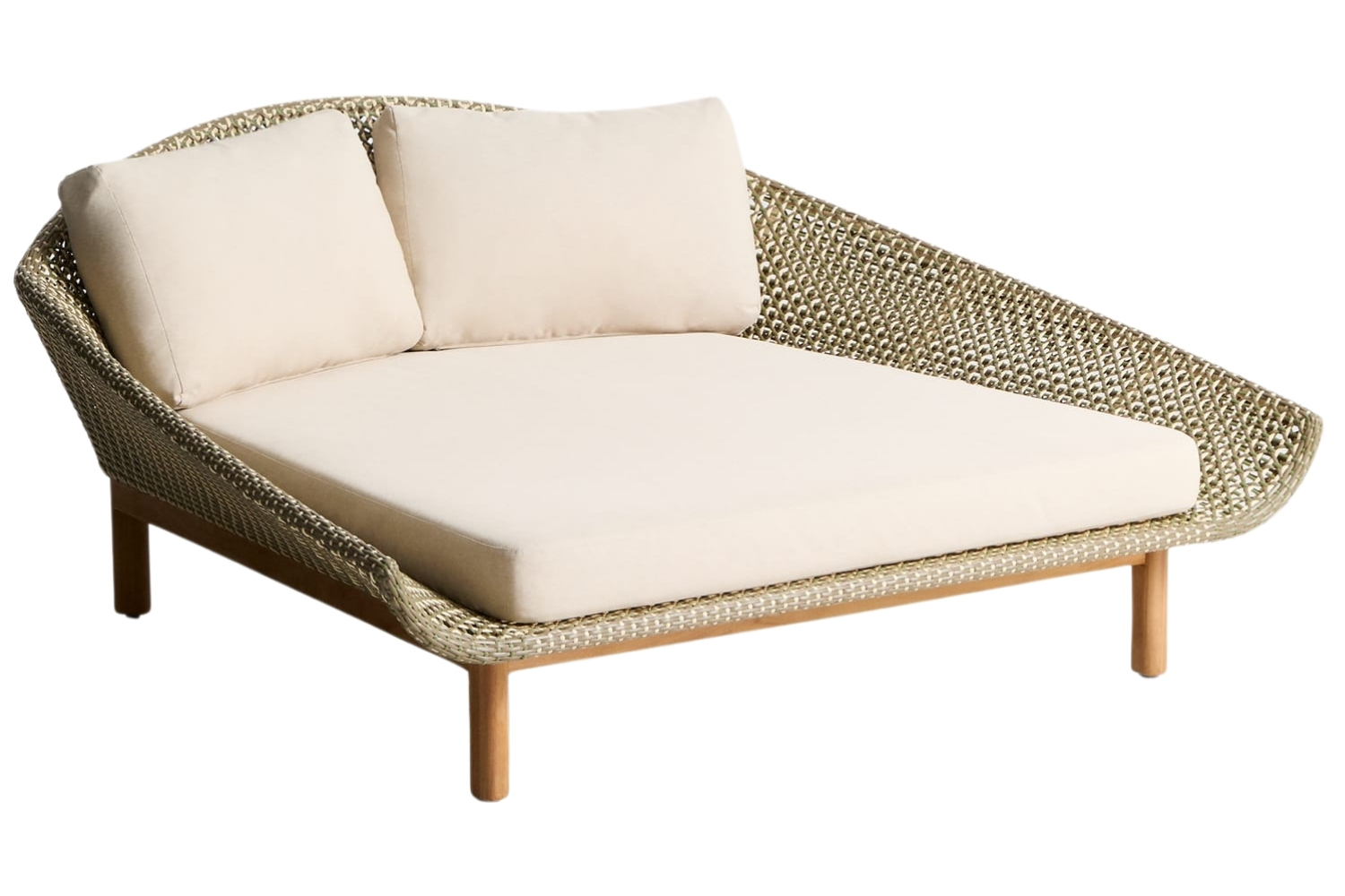 Kave Home Zelené zahradní dvojlehátko z umělého ratanu Olbia