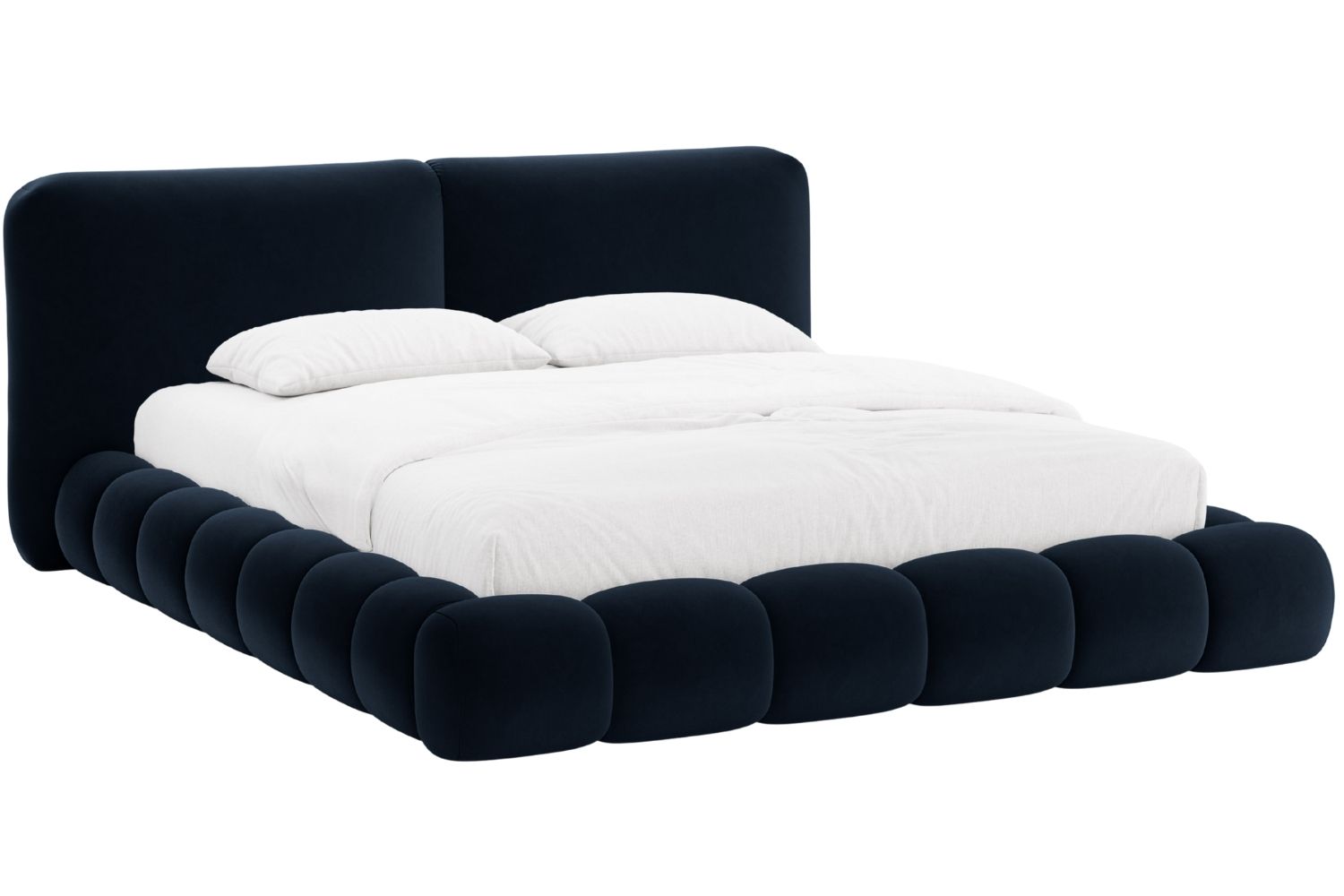 Královsky modrá sametová dvoulůžková postel MICADONI Solange 180 x 200 cm