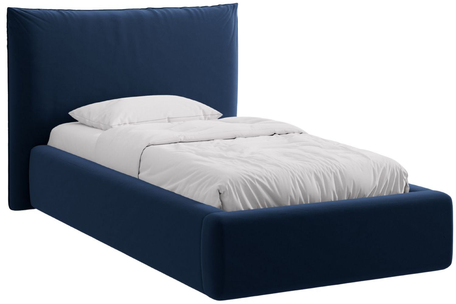 Micadoni Královsky modrá sametová jednolůžková postel Kaelle 90 x 200 cm s úložným prostorem