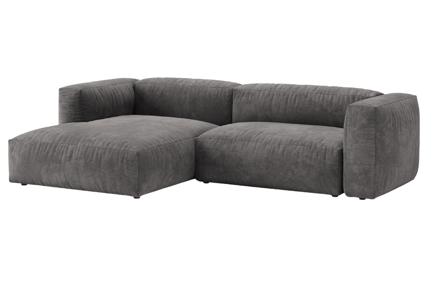 Micadoni Šedá sametová rohová rozkládací pohovka Martina 280 cm