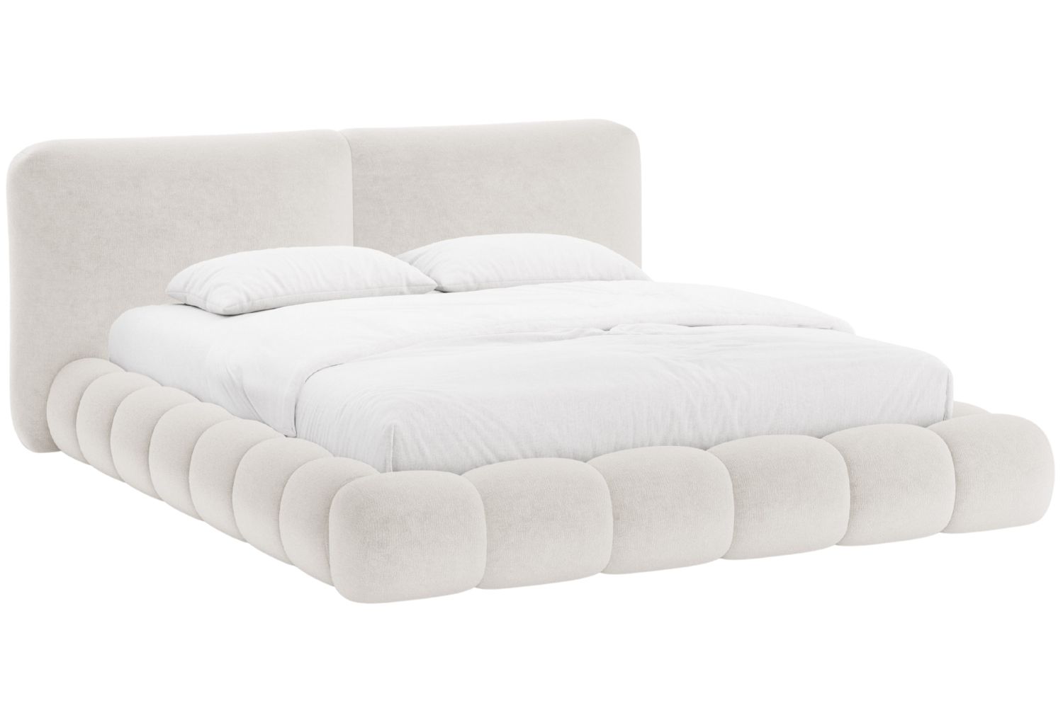 Micadoni Světle béžová žinylková dvoulůžková postel Solange 160 x 200 cm