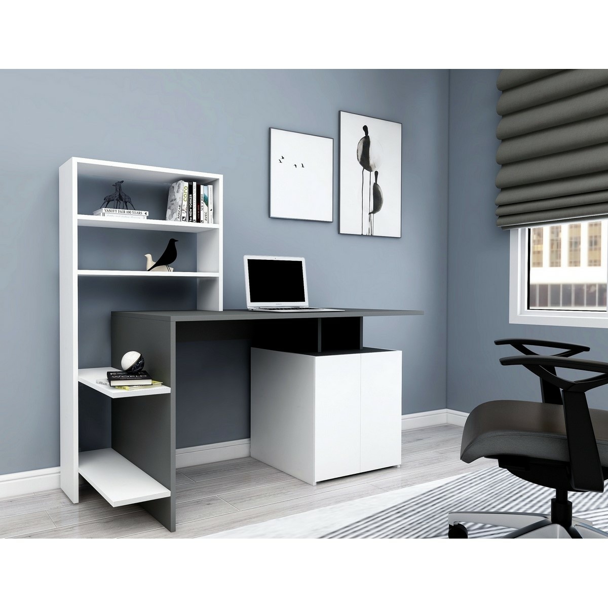 Pracovní stůl Melis White and Anthracite Hanah Home