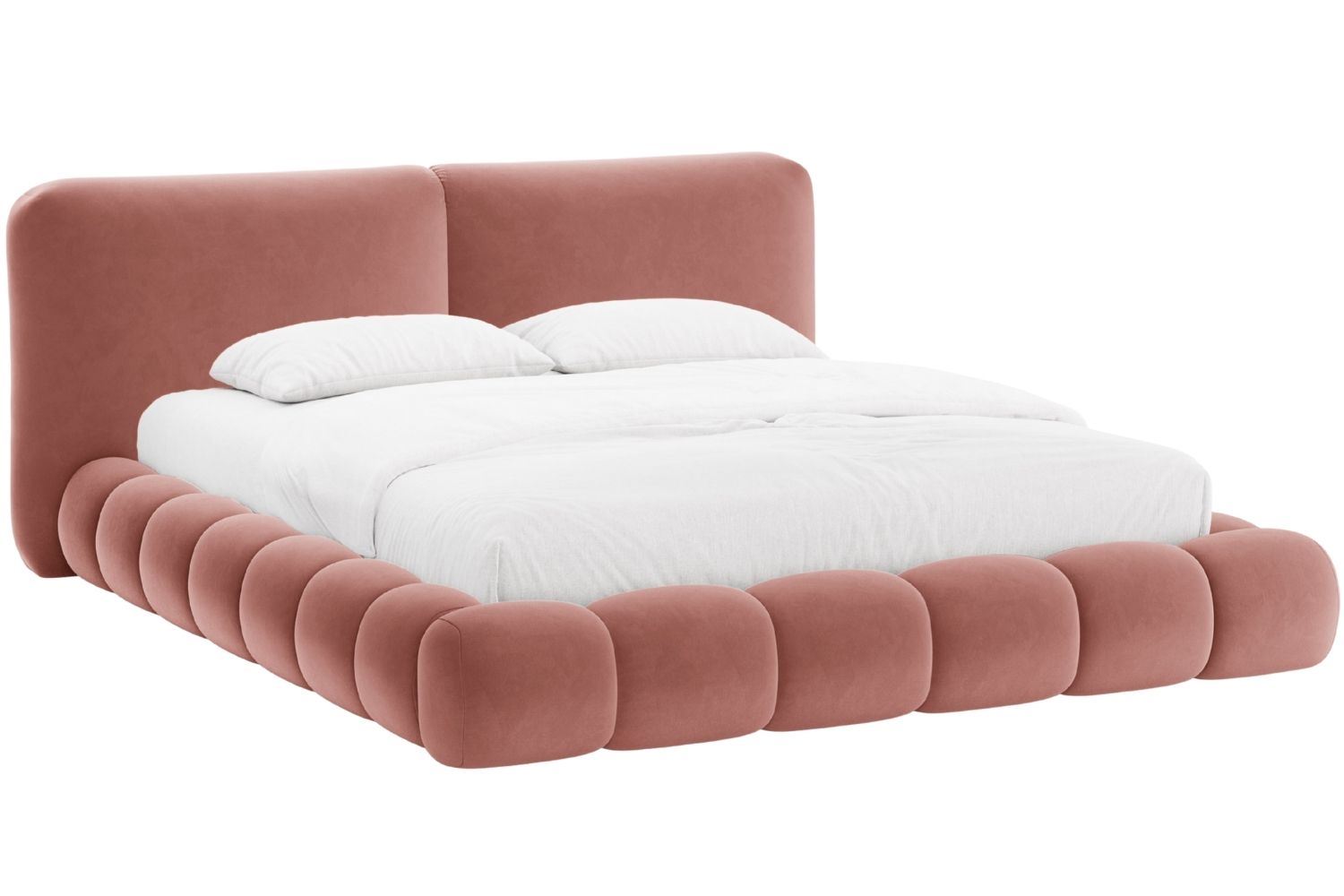 Růžová sametová dvoulůžková postel MICADONI Solange 160 x 200 cm
