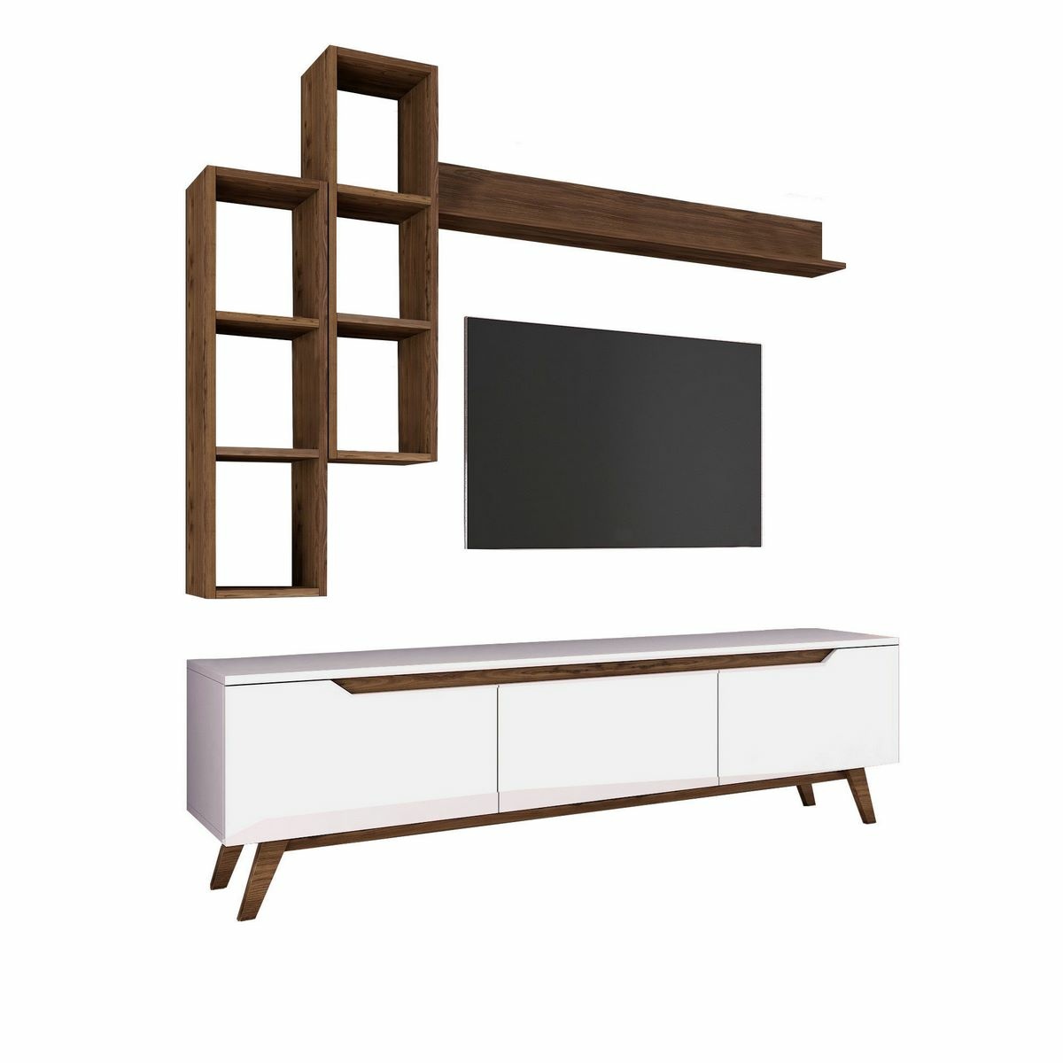 Televizní stěna Mia Walnut and White Hanah Home