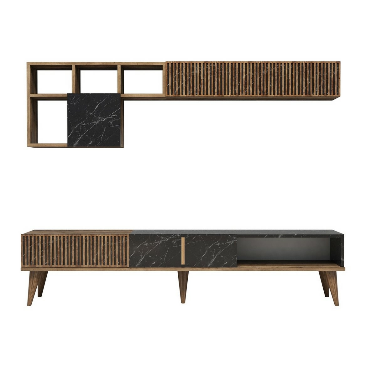 Televizní stěna Milan Walnut and Black Hanah Home