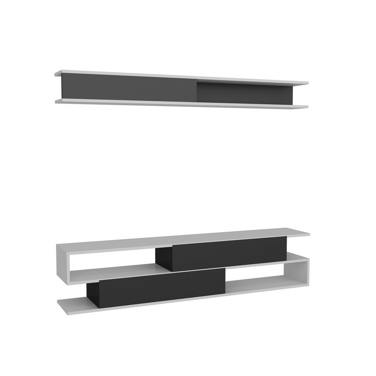 Televizní stolek s policí Sims Black and White Hanah Home