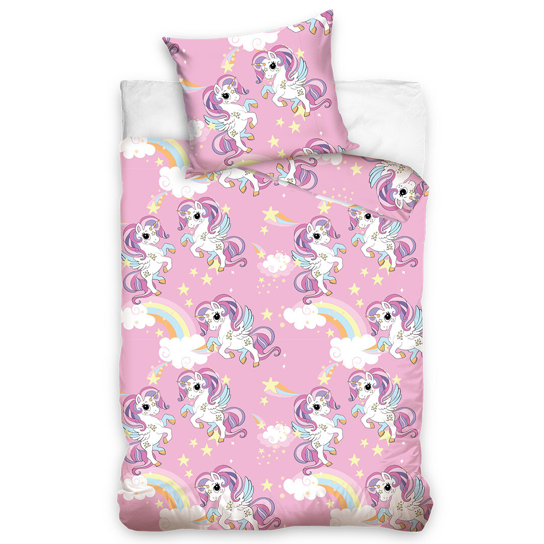 Tiptrade Dětské bavlněné povlečení Jednorožec Duhový Svět