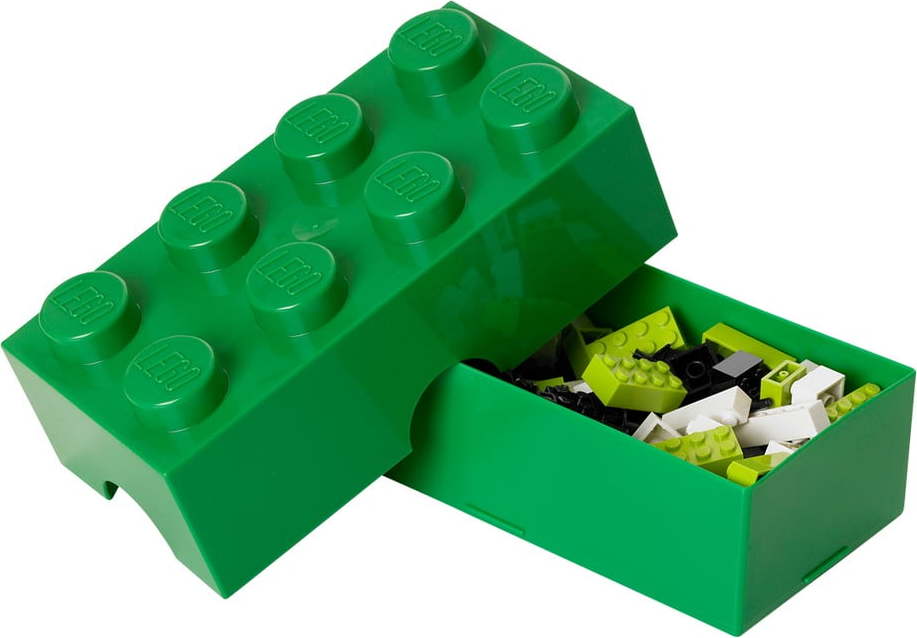 Tmavě zelený plastový dětský úložný box 20x10x7 cm – LEGO®