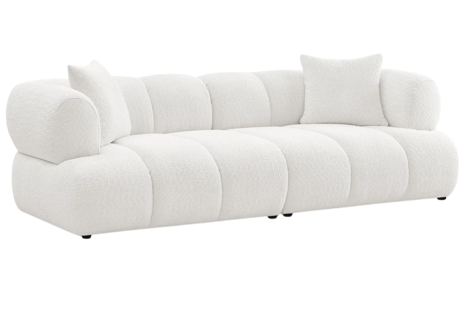 Bobochic Paris Bílá bouclé trojmístná pohovka Pamira 253 cm