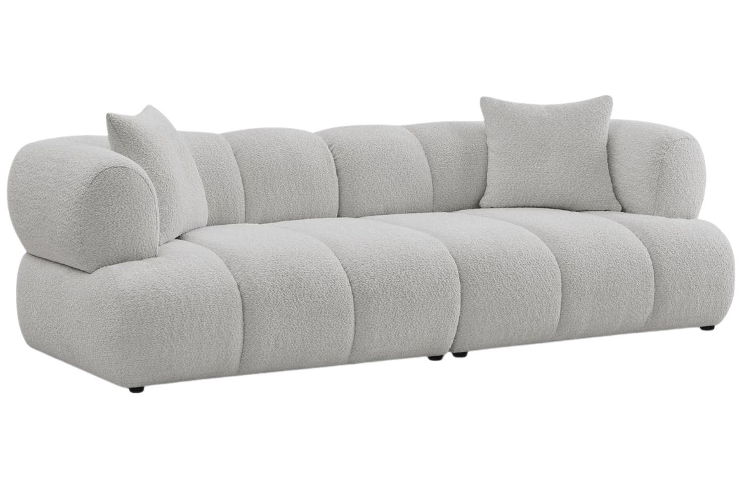 Bobochic Paris Světle šedá bouclé trojmístná pohovka Pamira 253 cm