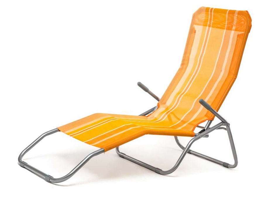 Happy Green Plážové skládací lehátko oranžový pruh Happy Green