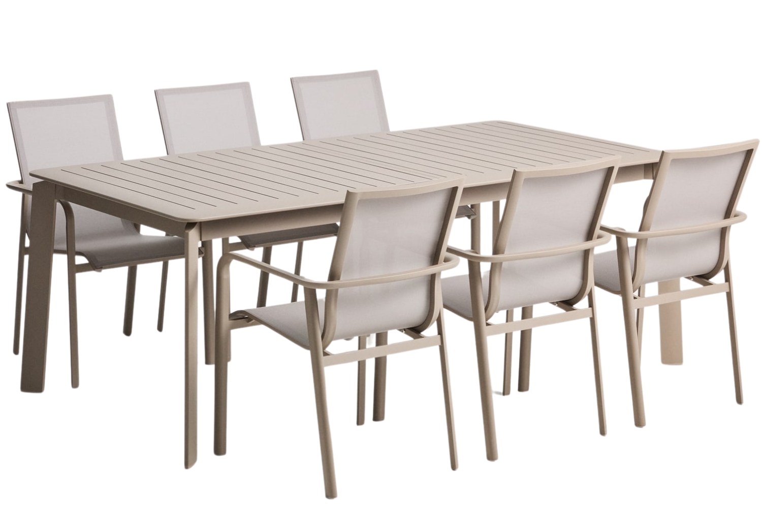 Kave Home Béžový zahradní set stolu Brela a šesti židlí Canea