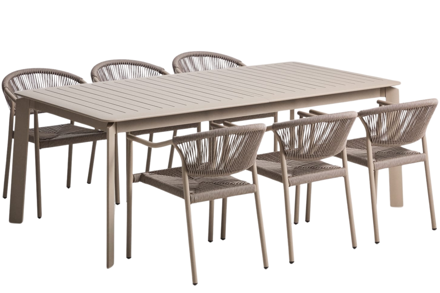 Kave Home Béžový zahradní set stolu Brela a šesti židlí Livadia