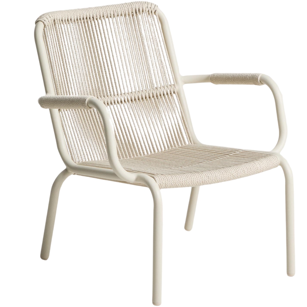 Kave Home Krémové kovové zahradní křeslo Salis s výpletem