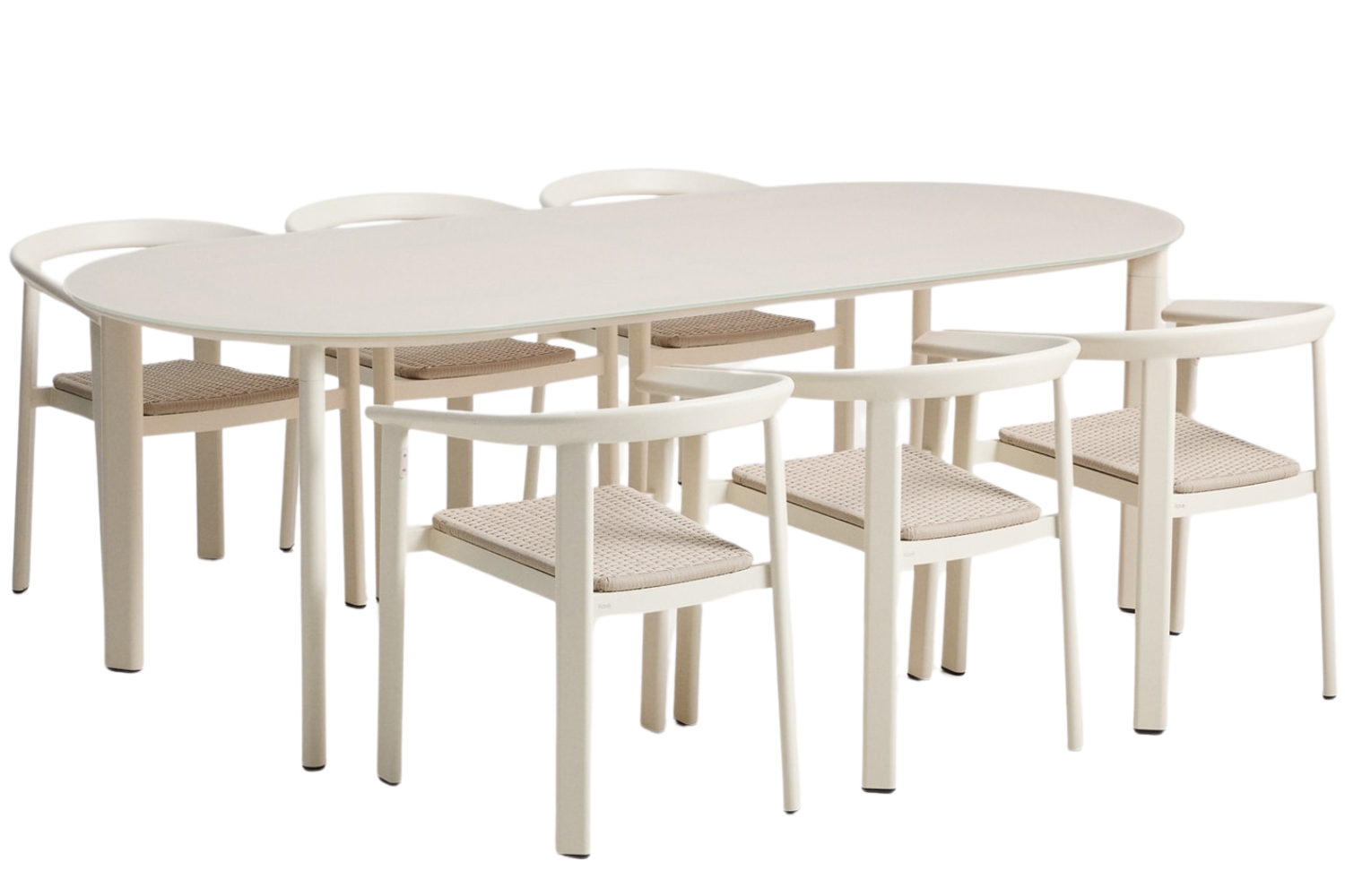 Kave Home Krémový zahradní set oválného stolu a šesti židlí Erice