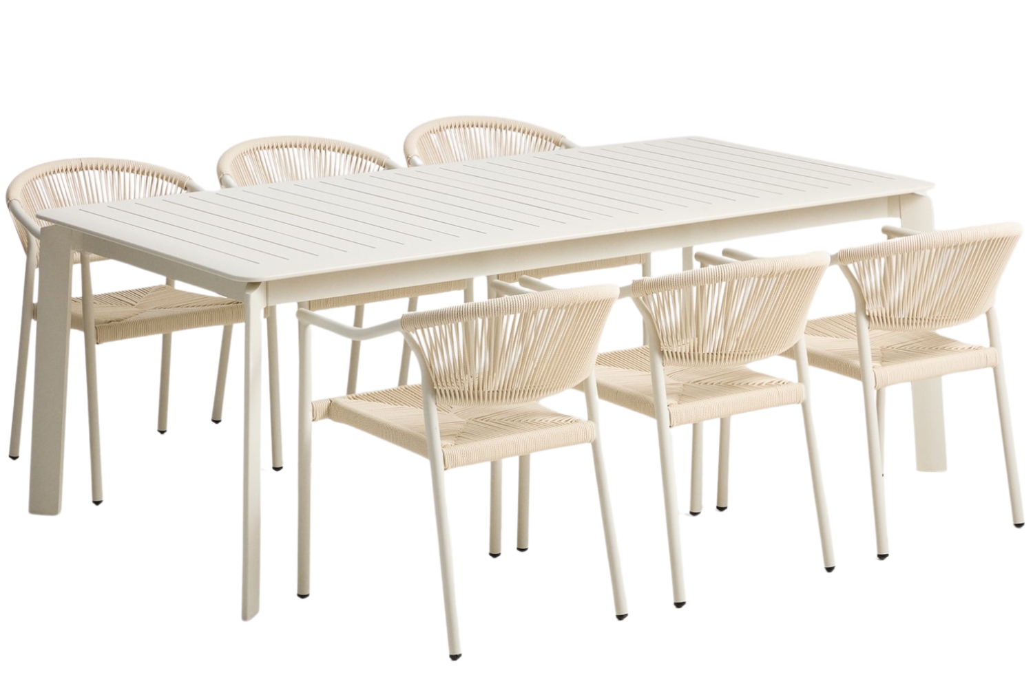 Kave Home Krémový zahradní set stolu Brela šesti židlí Livadia