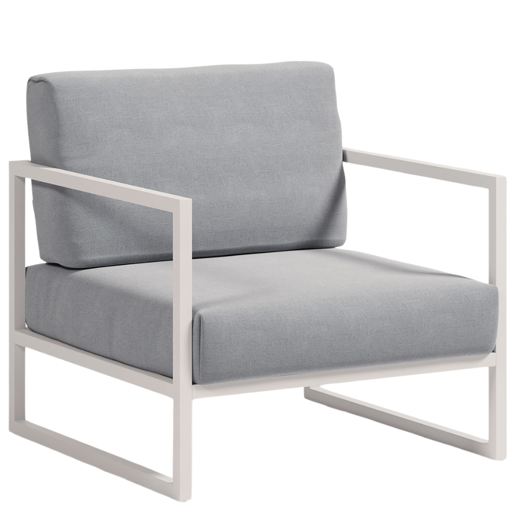 Kave Home Modré zahradní křeslo Comova s bílou podnoží