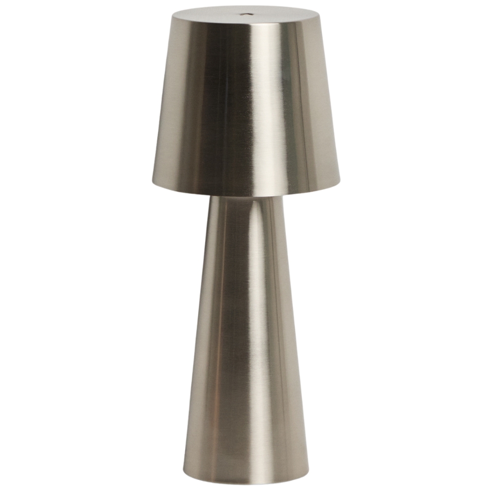 Kave Home Stříbrná kovová zahradní stolní LED lampa Arenys M