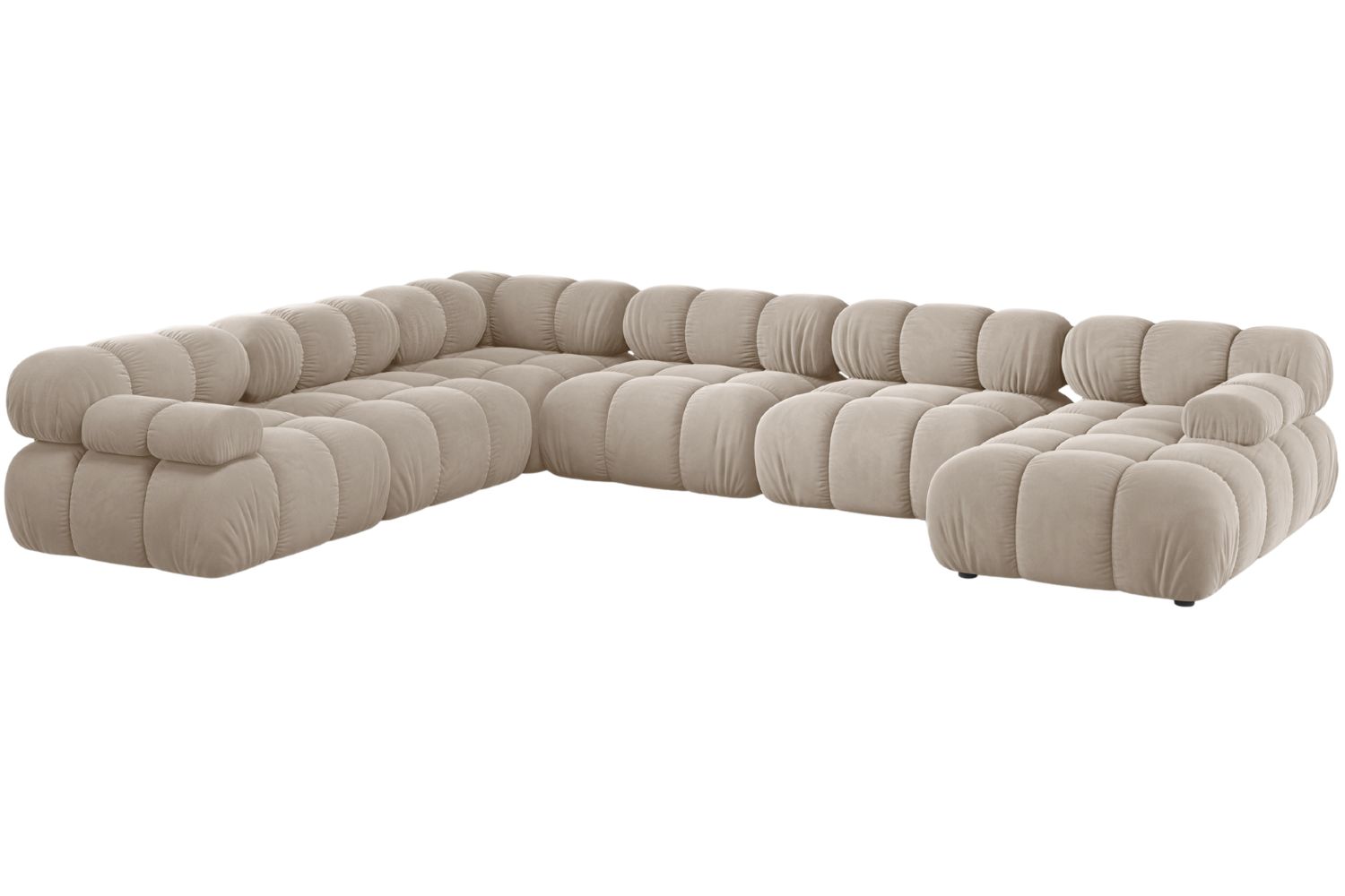Micadoni Béžová sametová rohová pohovka Bellis 376 cm