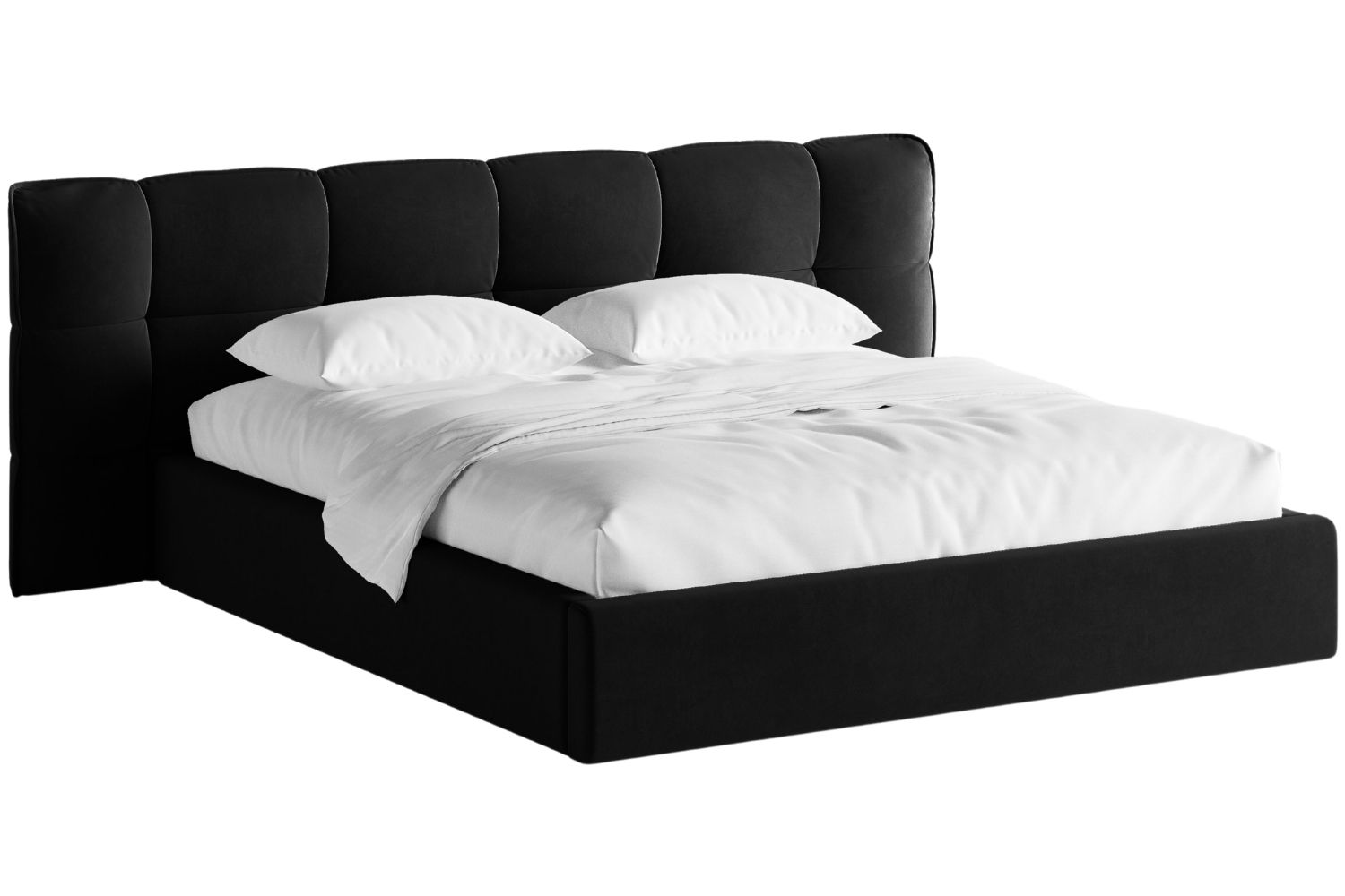 Micadoni Černá sametová dvoulůžková postel Eric 180 x 200 cm s úložným prostorem