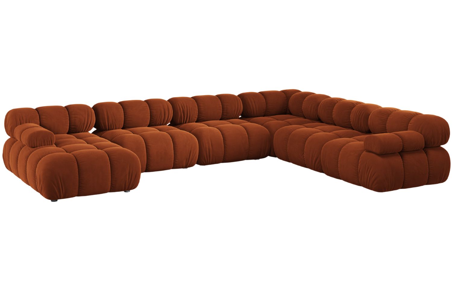 Micadoni Terakotově oranžová sametová rohová pohovka Bellis 376 cm