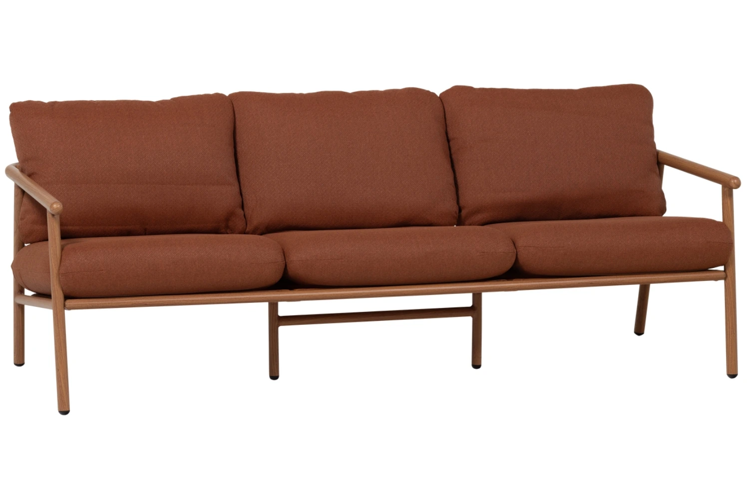 WOOOD Terakotově oranžová kovová trojmístná zahradní pohovka Cavero s polštáři 192 cm