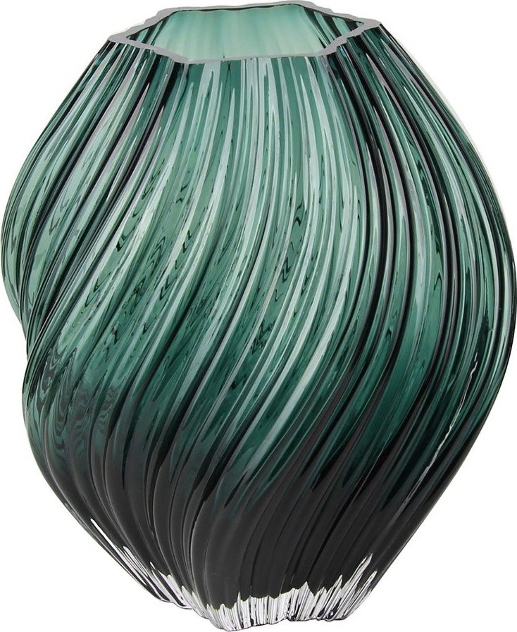 Tmavě zelená skleněná ručně vyrobená váza (výška 23 cm) – House Nordic