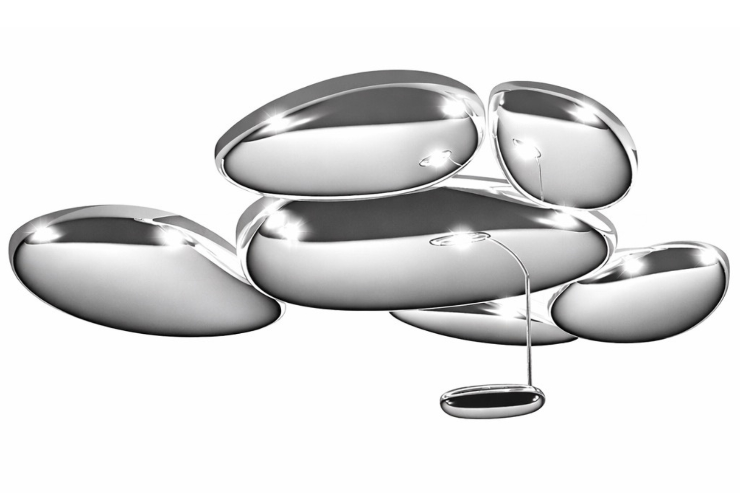 Artemide Stříbrné kovové stropní LED světlo Skydro 143 x 136 cm