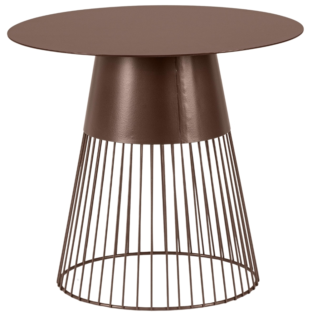 Bizzotto Hnědý kovový odkládací stolek Godric Ø50 cm