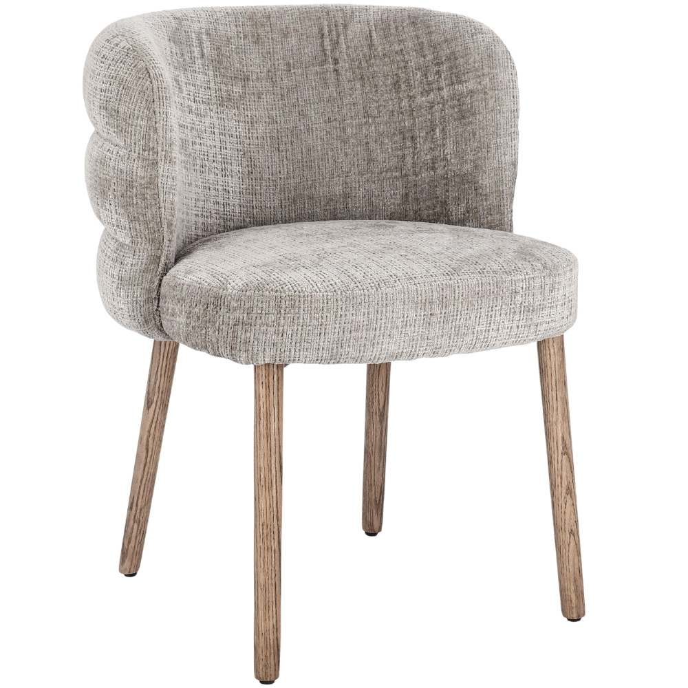 Bizzotto Šedá čalouněná jídelní židle Ilma s dubovou podnoží