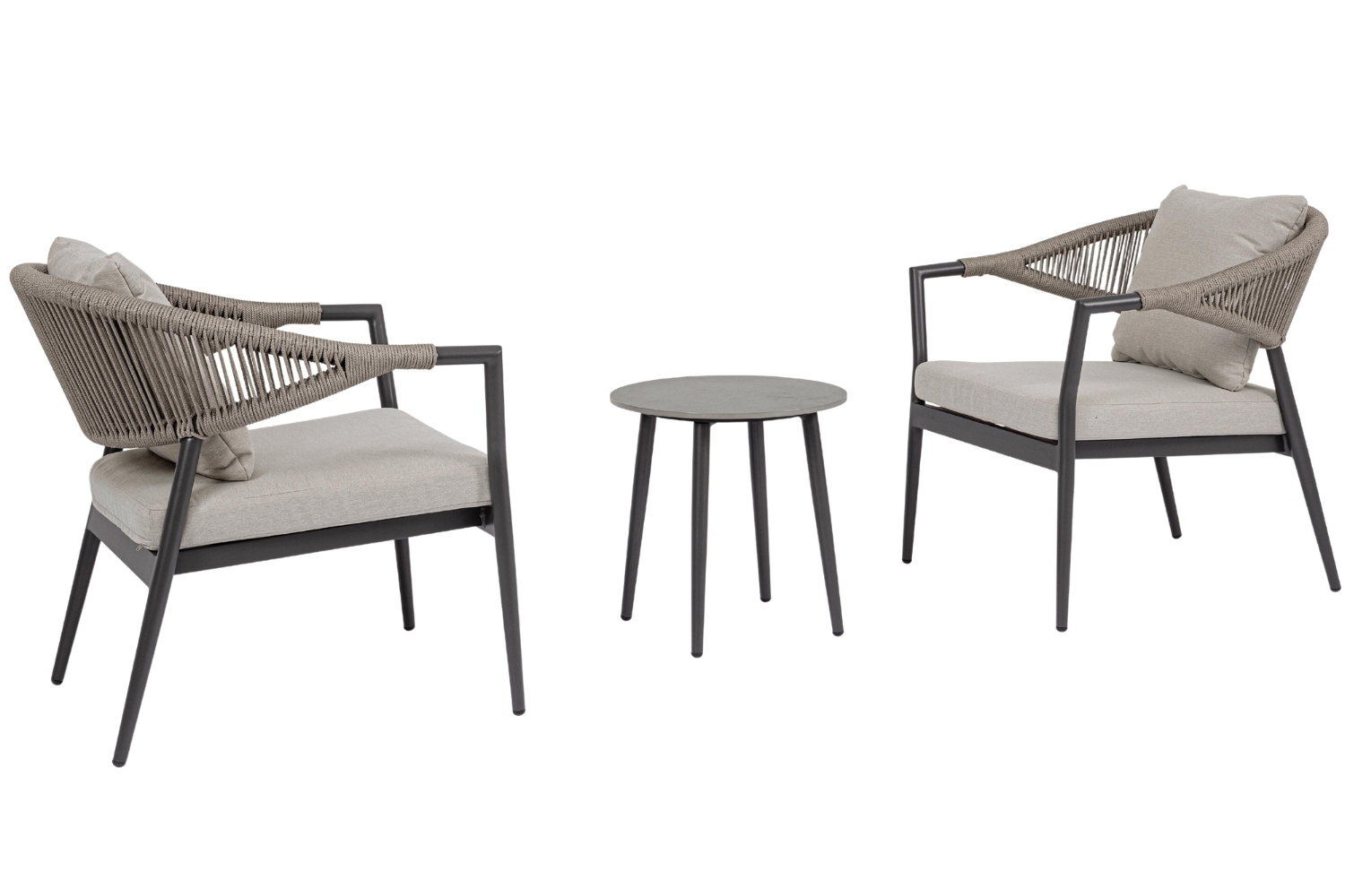Bizzotto Šedo-béžový set dvou zahradních křesel se stolkem Millor