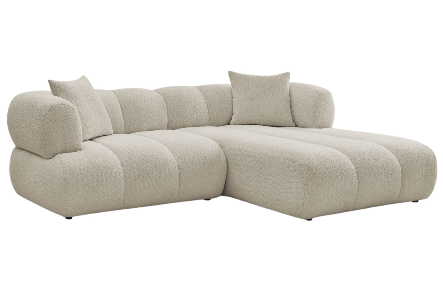 Bobochic Paris Béžová bouclé rohová pohovka Pamira 253 cm