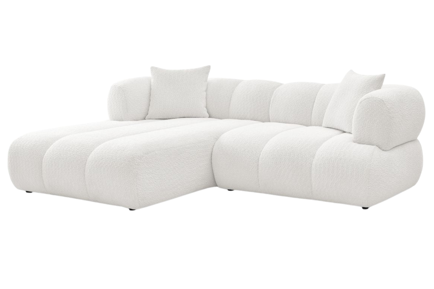 Bobochic Paris Bílá bouclé rohová pohovka Pamira 253 cm