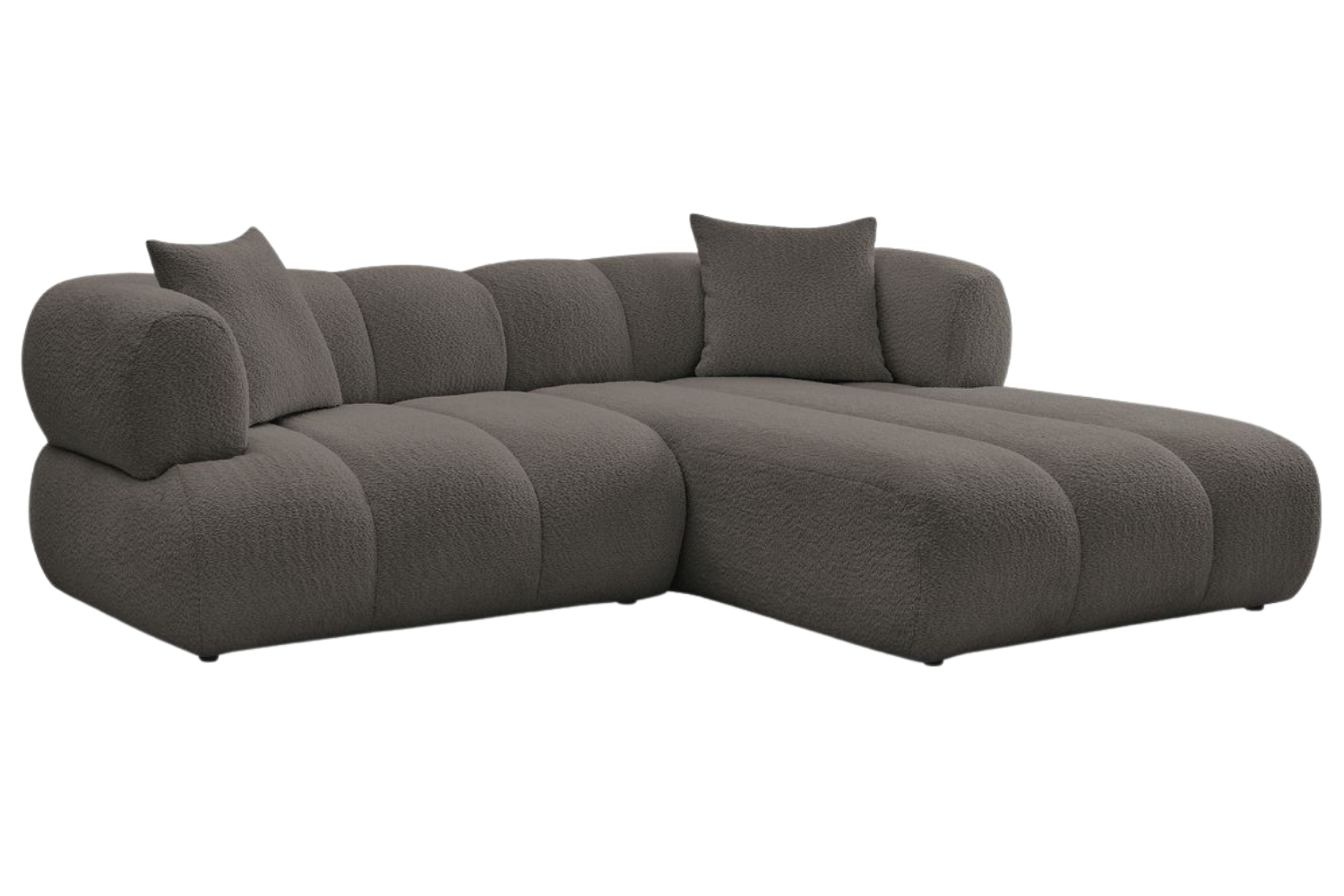 Bobochic Paris Hnědá bouclé rohová pohovka Pamira 253 cm