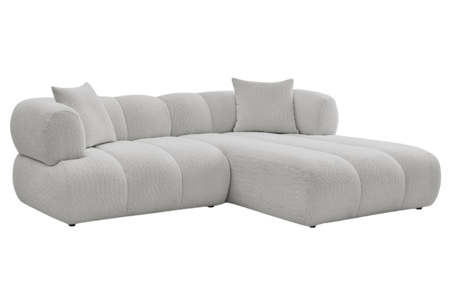 Bobochic Paris Světle šedá bouclé rohová pohovka Pamira 253 cm