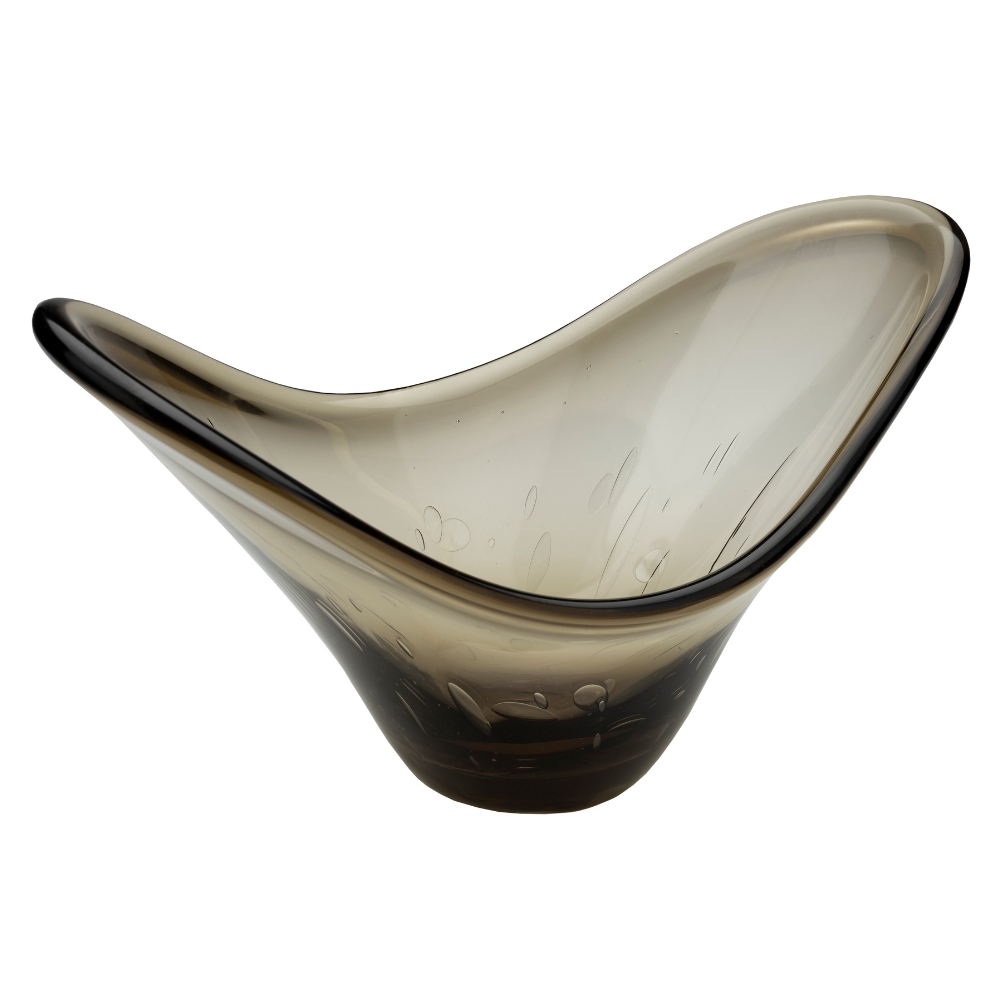 Dutchbone Kouřově šedá skleněná dekorativní mísa DALE