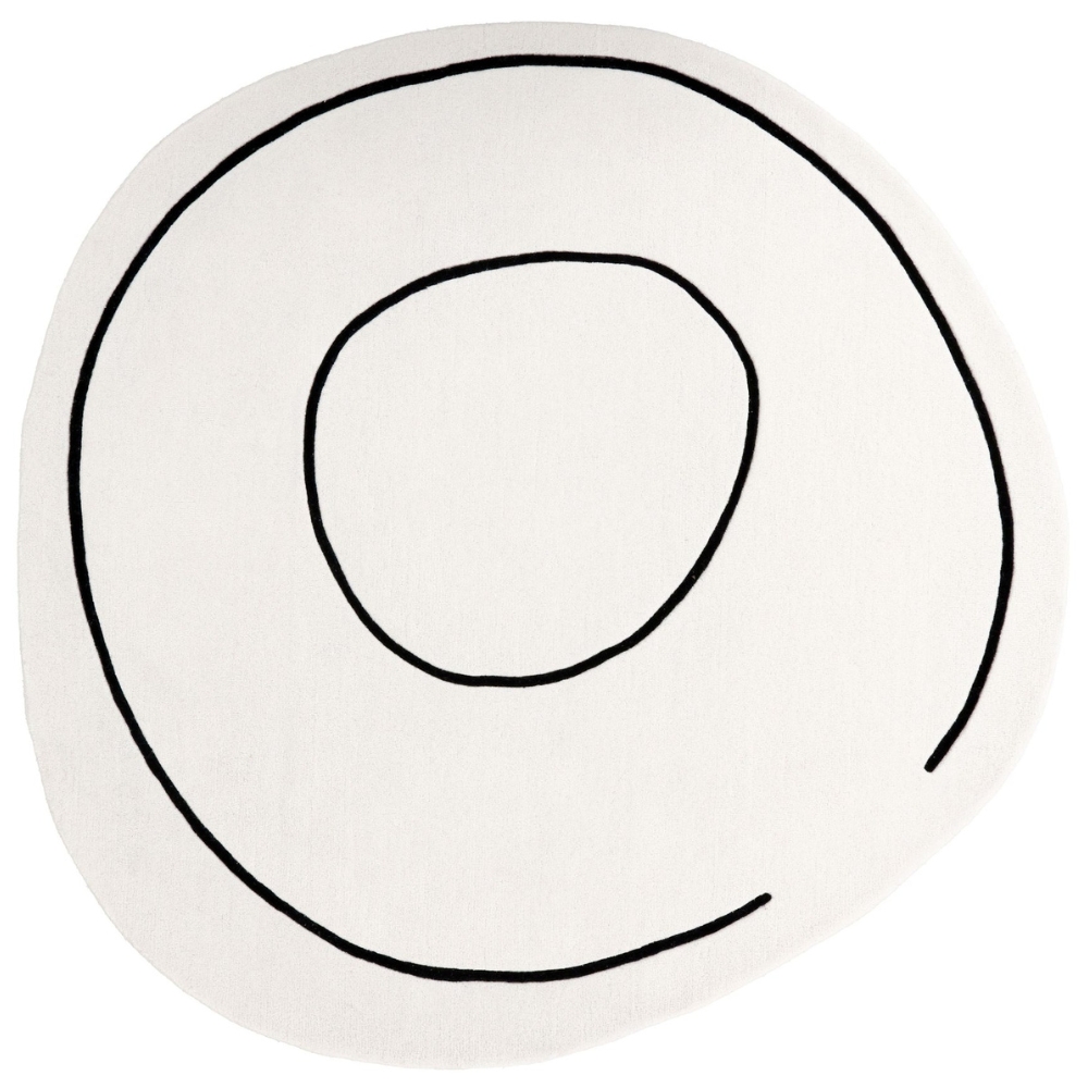 Fargotex Bílo-černý vlněný kulatý koberec Loop 250 cm