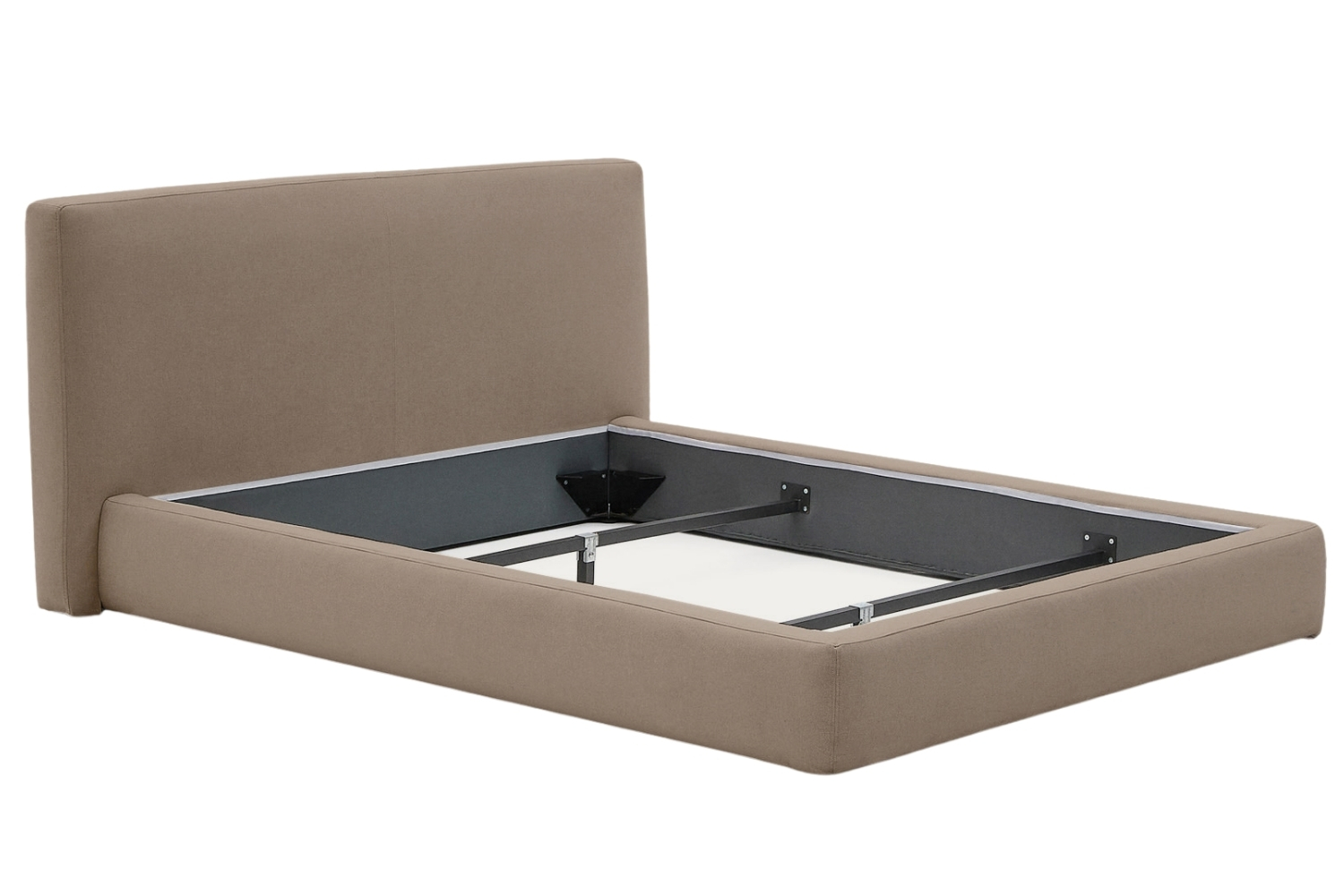 Hnědá čalouněná dvoulůžková postel Kave Home Blok 180 x 200 cm
