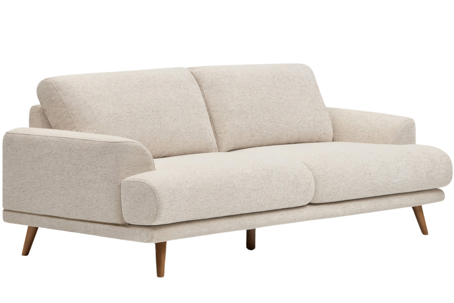 Kave Home Béžová dvoumístná pohovka Karin 211 cm s hnědou podnoží