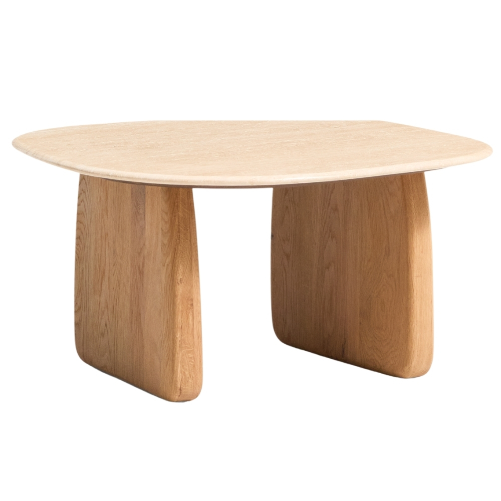 Kave Home Béžový travertinový odkládací stolek Pirita 71 x 70 cm