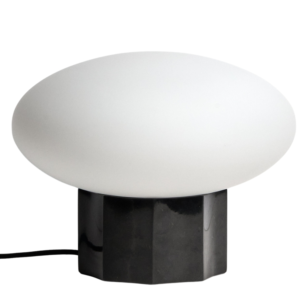 Kave Home Černá mramorová stolní lampa Idela Ø26 cm