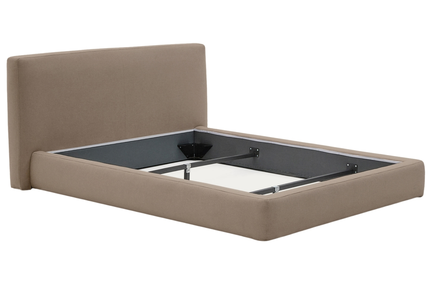 Kave Home Hnědá čalouněná dvoulůžková postel Blok 160 x 200 cm