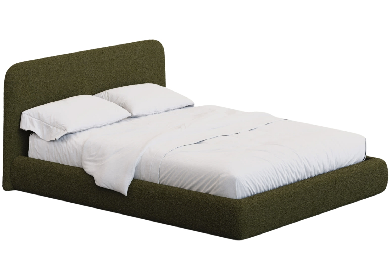 Kave Home Zelená bouclé dvoulůžková postel Martina 180 x 200 cm