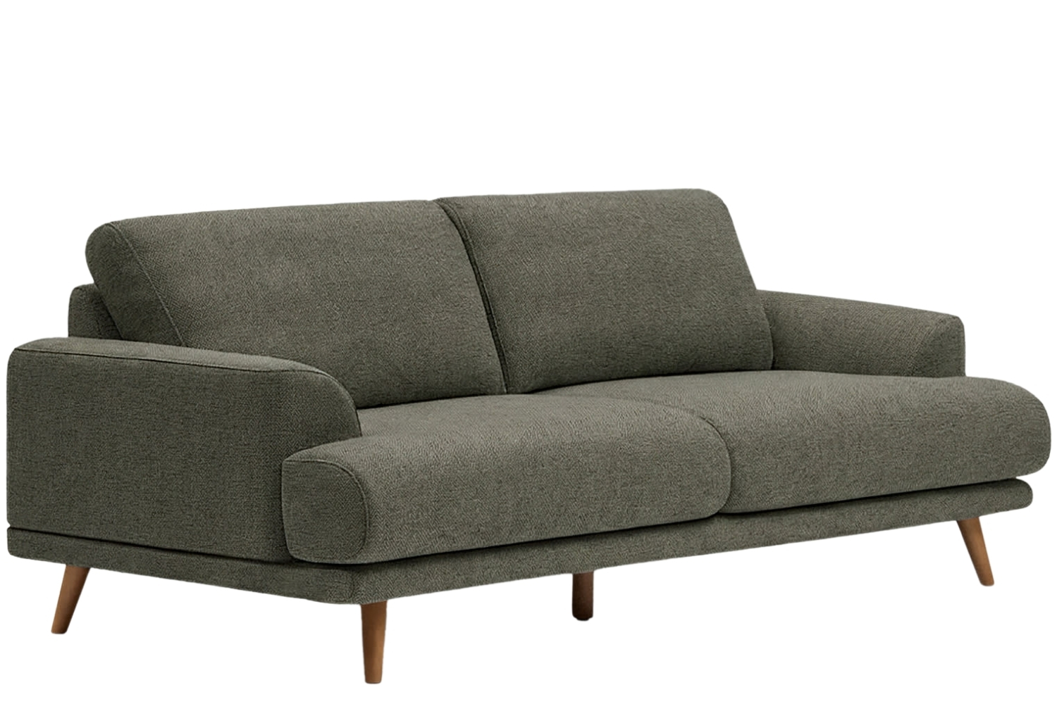 Kave Home Zelená dvoumístná pohovka Karin 211 cm s hnědou podnoží