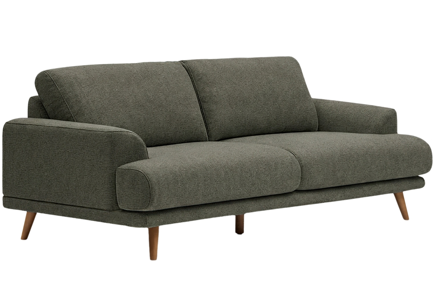 Kave Home Zelená trojmístná pohovka Karin 228 cm s hnědou podnoží