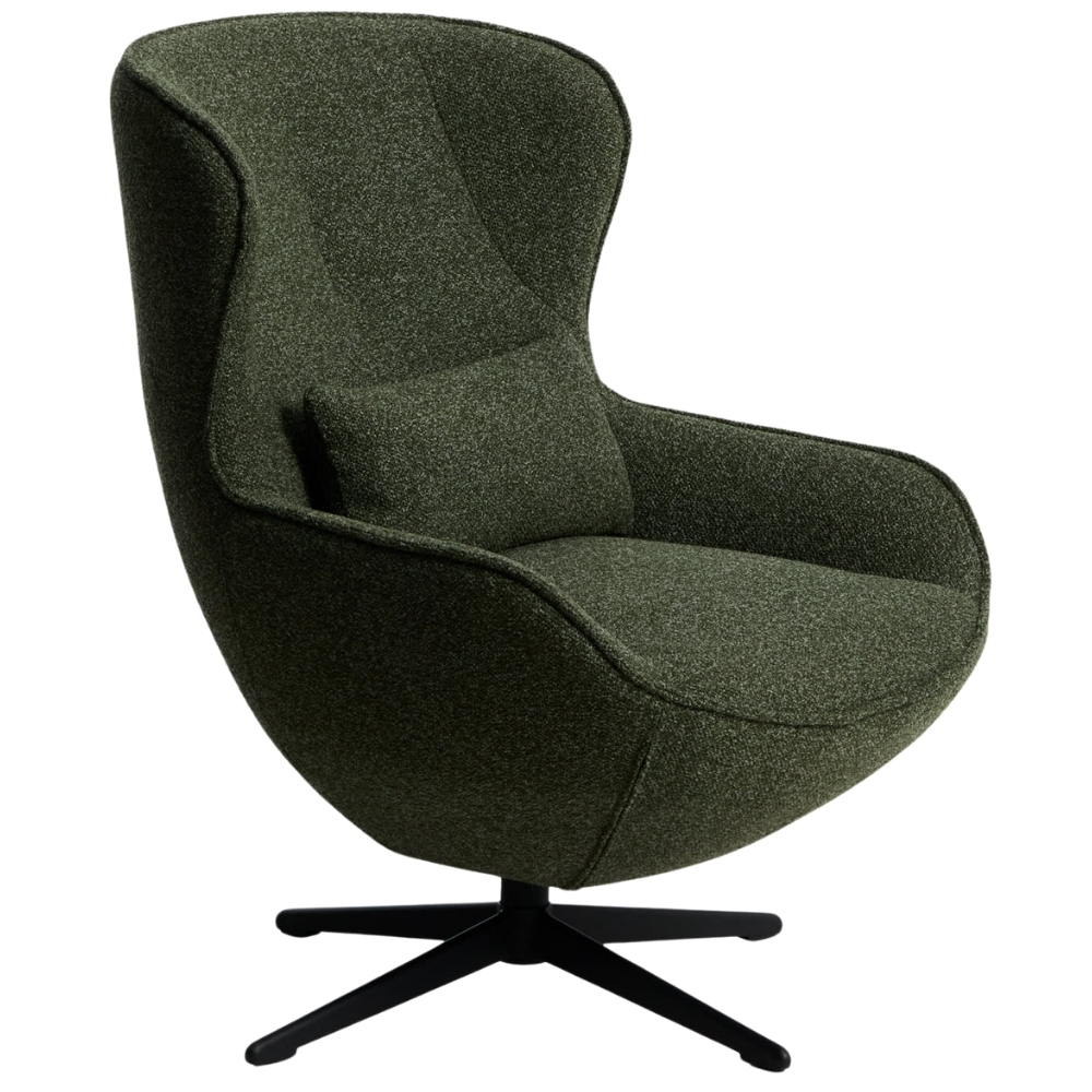 Kave Home Zelené čalouněné otočné křeslo Sorile