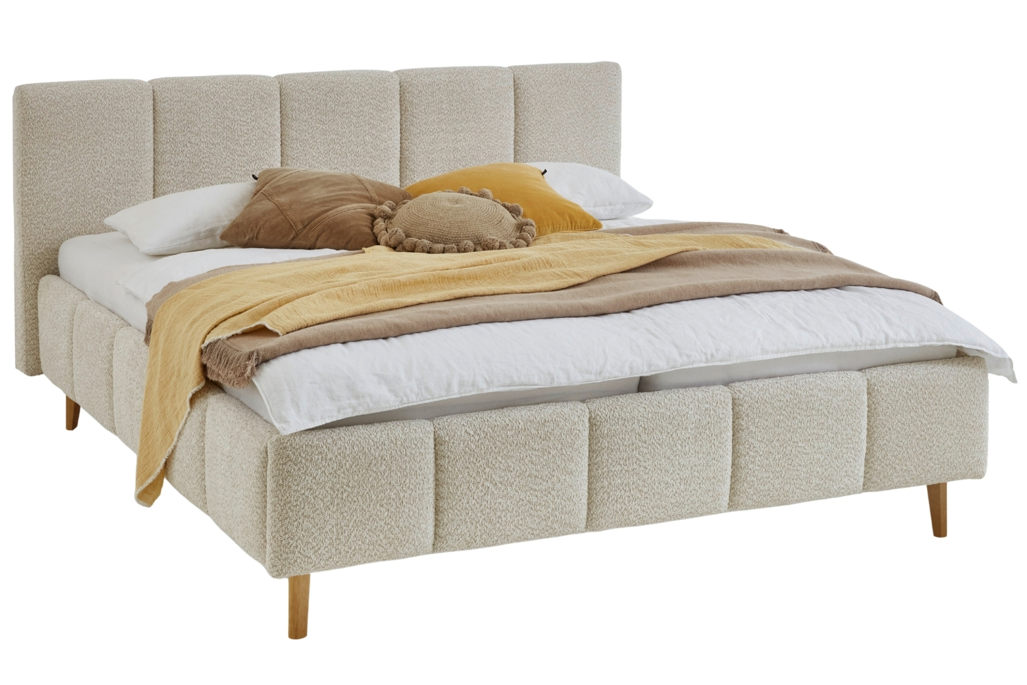 Meise Möbel Krémová dvoulůžková postel Alva 160 x 200 cm s úložným prostorem