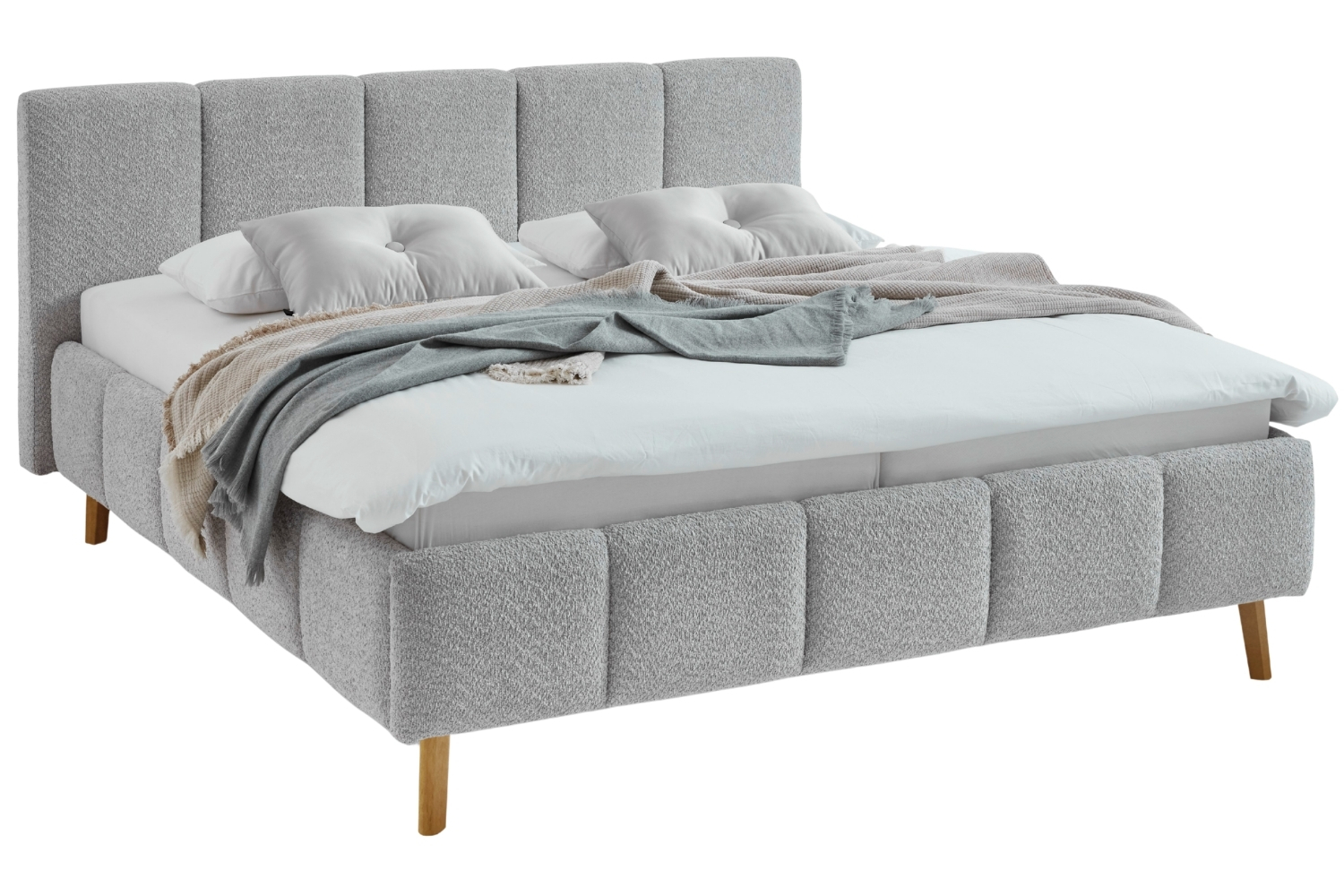 Meise Möbel Šedá dvoulůžková postel Alva 160 x 200 cm s úložným prostorem