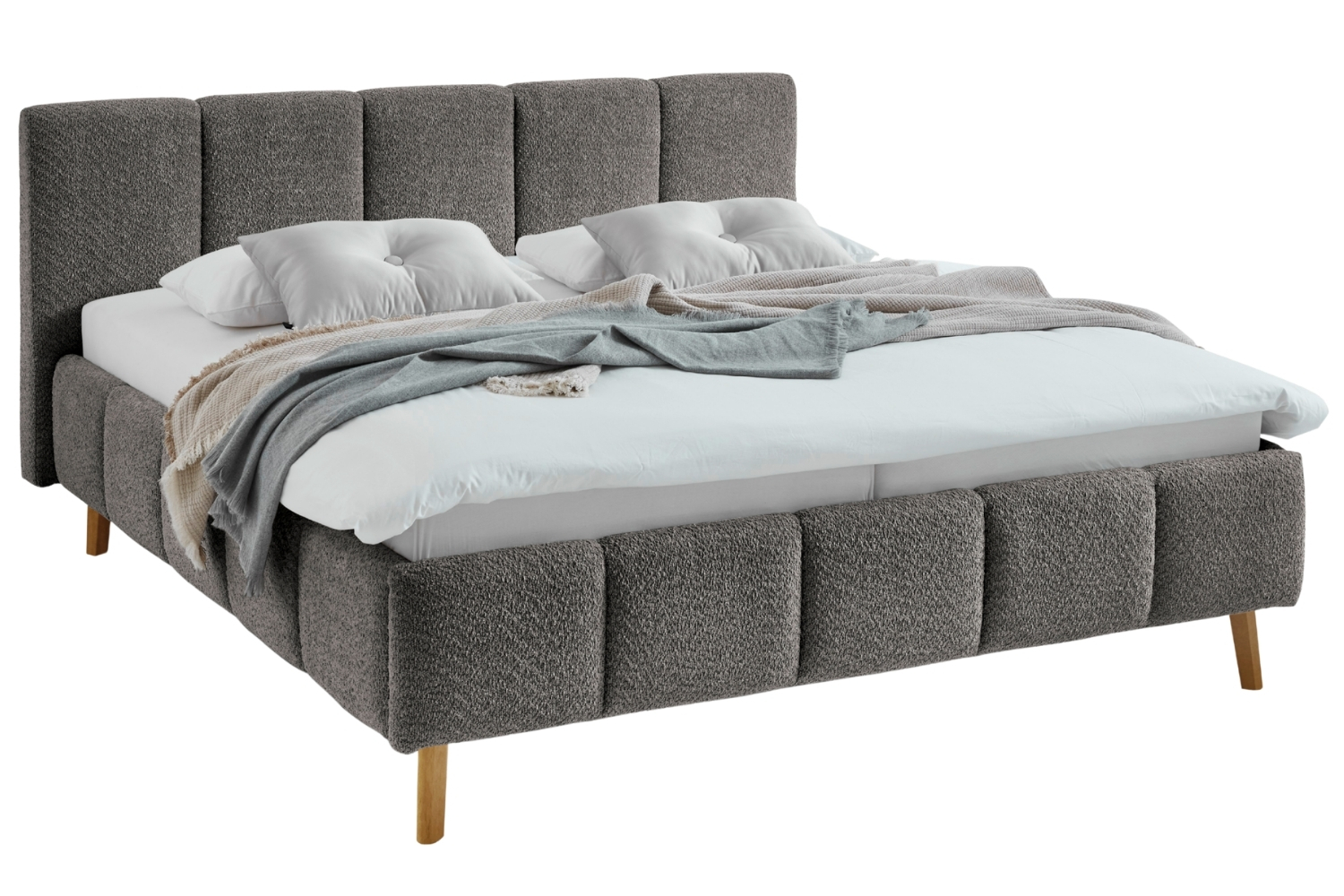 Meise Möbel Tmavě šedá dvoulůžková postel Alva 180 x 200 cm s úložným prostorem